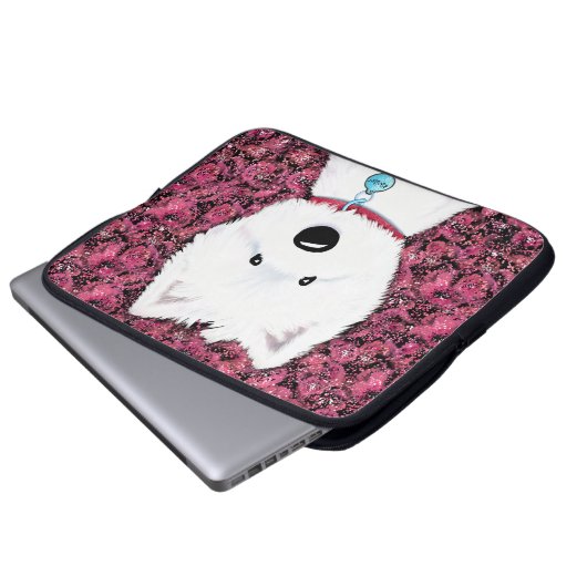 KiniArt Westie Impressions Floral Laptopschutzhülle (Vorne Knopf)