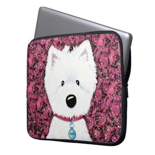 KiniArt Westie Impressions Floral Laptopschutzhülle (Vorderseite Links)