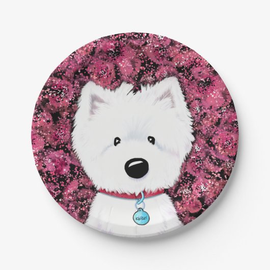KiniArt Westie Impressions Floral Pappteller (Vorderseite)