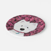 KiniArt Westie Impressions Floral Pappteller (Schrägansicht)