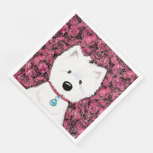 KiniArt Westie Impressions Floral Serviette (Ecke)