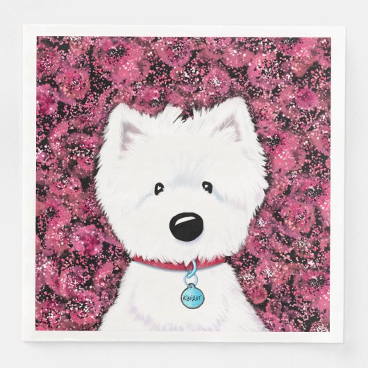 KiniArt Westie Impressions Floral Serviette (Vorderseite)