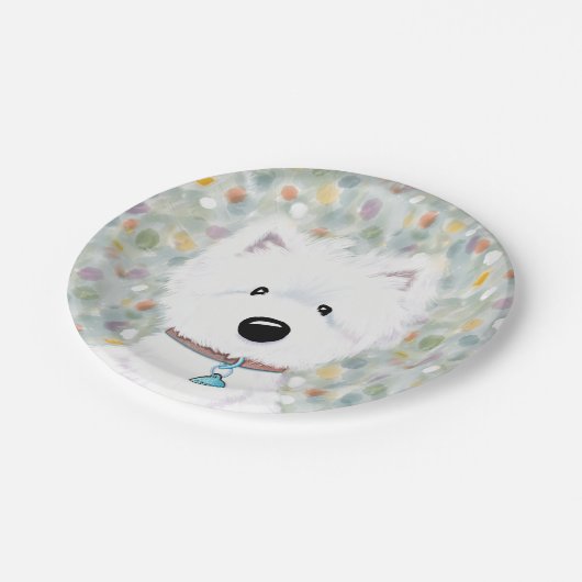 KiniArt Westie Impressions Paper-Teller Pappteller (Schrägansicht)