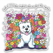 KiniArt Westie Joyful Garden Aufkleber (Vorderseite)