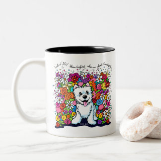 KiniArt Westie Joyful Garden Zweifarbige Tasse