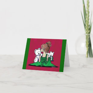 KiniArt Westie Kisses Weihnachtskarte Feiertagskarte