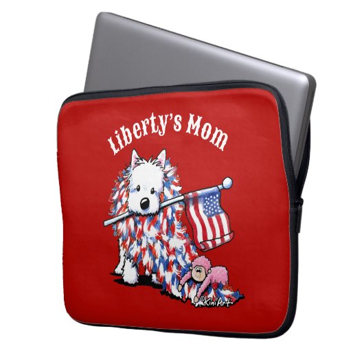 KiniArt Westie Liberty Portrait Laptopschutzhülle (Vorderseite Links)