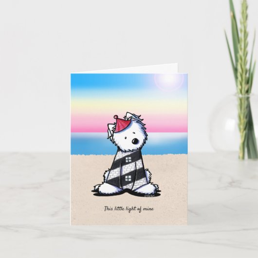 KiniArt Westie Lighthouse Beach Dankeskarte (Vorderseite)