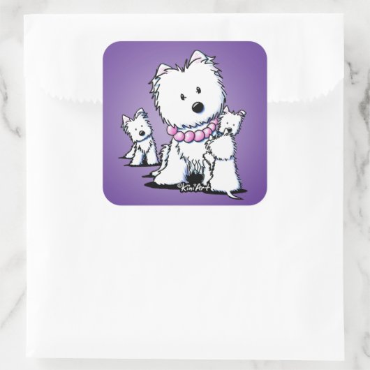 KiniArt Westie Mama & Pups Stickers (Tasche)