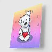 KiniArt Westie Mended Heart Quadratische Wanduhr (Winkel)