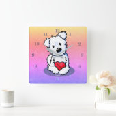 KiniArt Westie Mended Heart Quadratische Wanduhr (Zuhause)