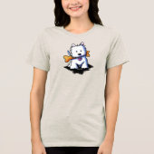 KiniArt Westie mit Knochen Tri-Blend Shirt (Vorderseite)