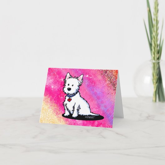 KiniArt Westie Pink Karte (Vorderseite)