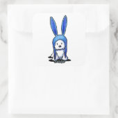 KiniArt Westie Rabbit Quadratischer Aufkleber (Tasche)