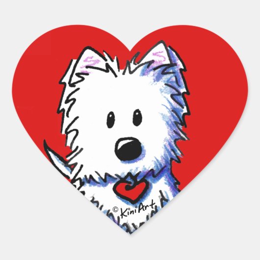 KiniArt Westie Red Heart Stickers (Vorderseite)