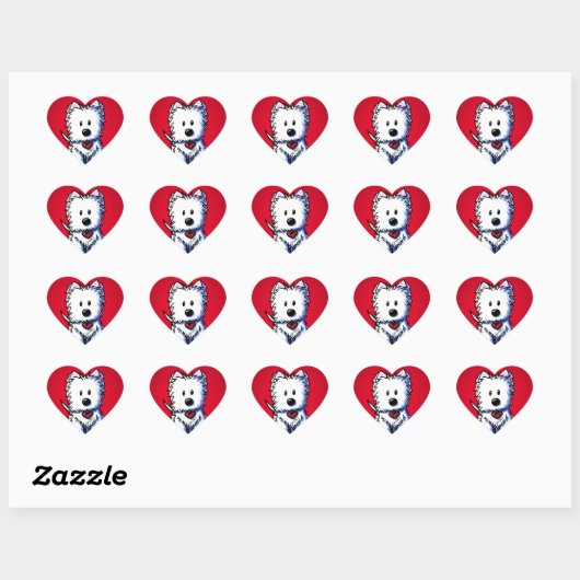 KiniArt Westie Red Heart Stickers (Blatt)