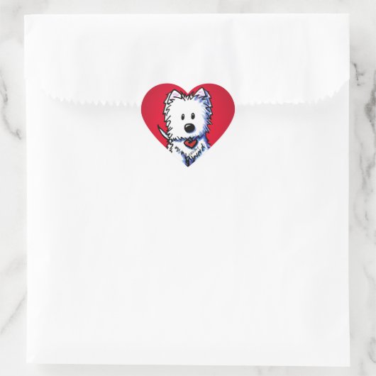 KiniArt Westie Red Heart Stickers (Tasche)