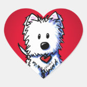 KiniArt Westie Red Heart Stickers (Vorderseite)