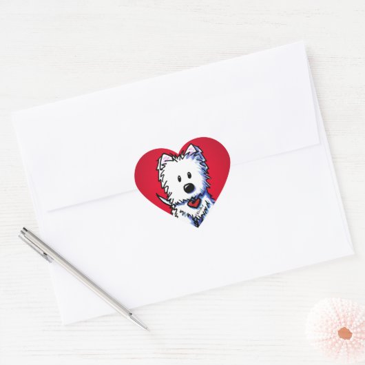 KiniArt Westie Red Heart Stickers (Umschlag)