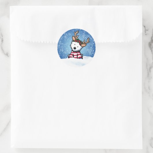 KiniArt Westie Reindeer Stickers (Tasche)