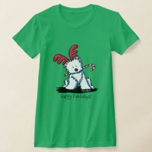 KiniArt Westie Renntier Dunkles Shirt