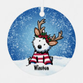 KiniArt™ Westie Rentier Metal Ornament (Vorderseite)