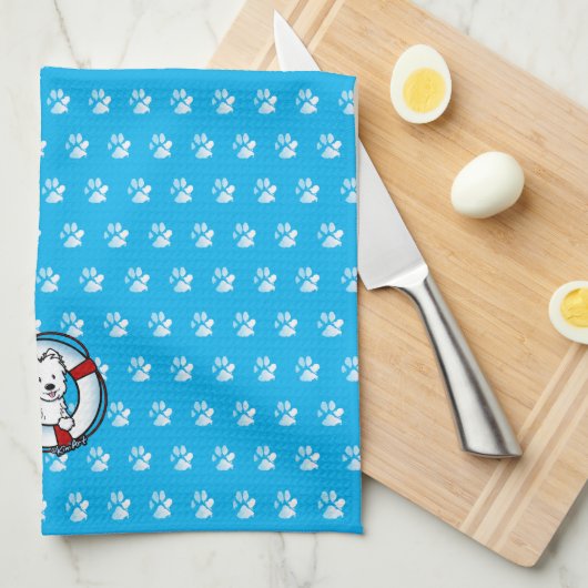 KiniArt Westie Rescue Kitchen Handtuch (Viertel Falte)
