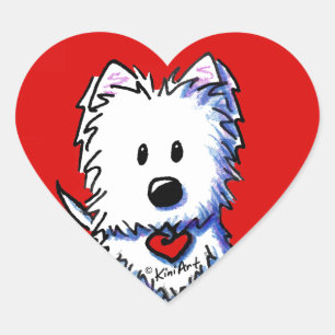 KiniArt Westie Rotes Herz Aufkleber