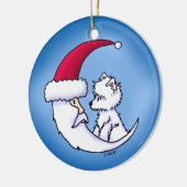 KiniArt Westie Santa Moon Keramik Ornament (Links)