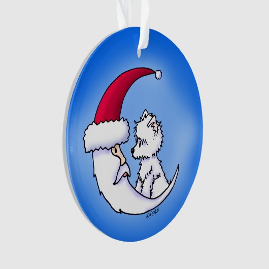 KiniArt Westie Santa Moon Ornament (Vorderseite)