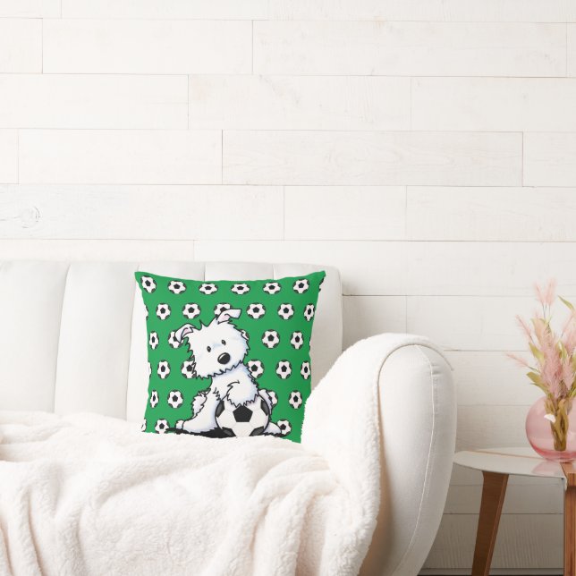 KiniArt Westie Soccer Fan Kissen (Liege)