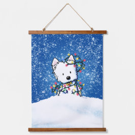 KiniArt Westie Terrier Hanging Tapestry Wandteppich Mit Holzrahmen