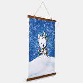 KiniArt Westie Terrier Hanging Tapestry Wandteppich Mit Holzrahmen (Gewinkelt)