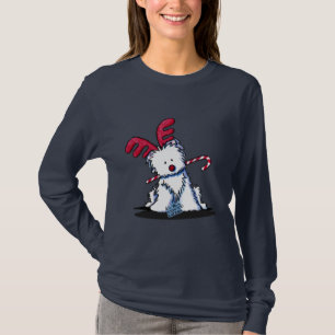 KiniArt Westie Terrier Reindeer Dark Shirt