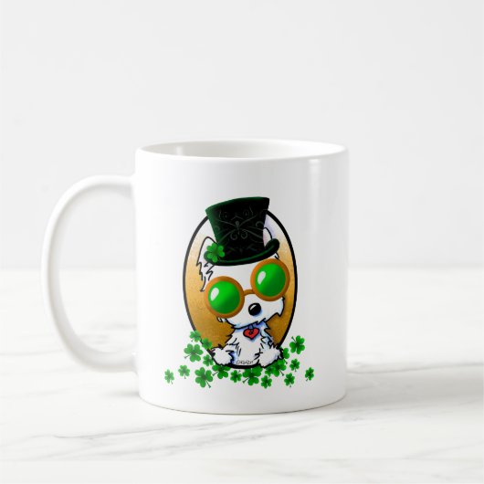 KiniArt Westie Terrier St. Paddy's Kaffeetasse (Links)