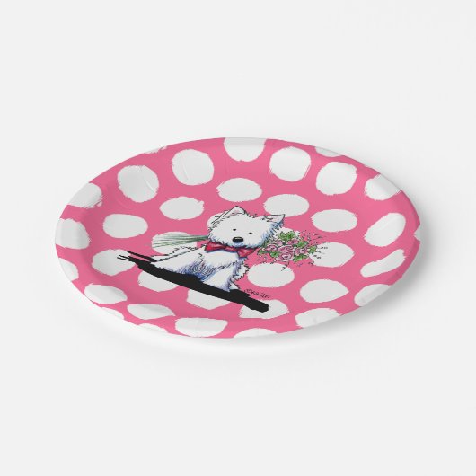 KiniArt Westie Terrier Valentine Party Teller (Schrägansicht)