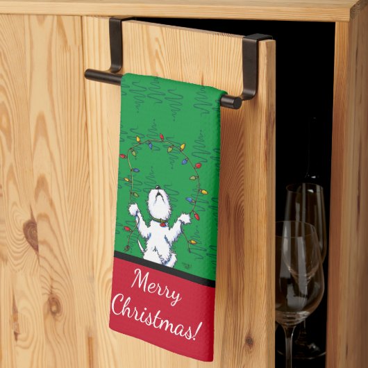 KiniArt Westie Terrier Weihnachten Geschirrtuch (Drittel gefaltet)