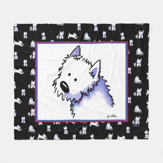 KiniArt Westie Terriers Fleece Blanket (Vorderseite (Horizontal))