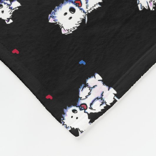KiniArt Westie Terriers Fleece Blanket (Ecke)