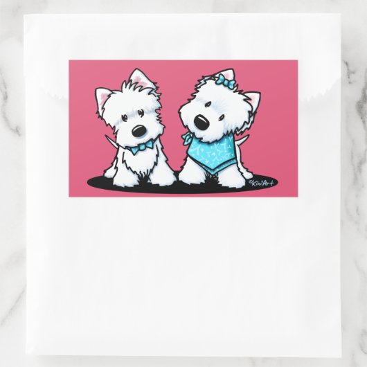 KiniArt Westie Terriers Rechteckiger Aufkleber (Tasche)