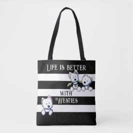 KiniArt Westie Terriers Tote Bag Tasche