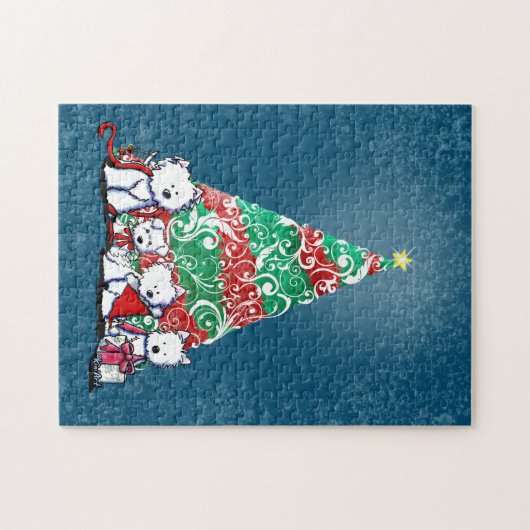 KiniArt Westie Terriers Weihnachten Puzzle (Horizontal)