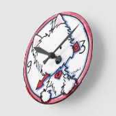 KiniArt Westie Time Runde Wanduhr (Winkel)