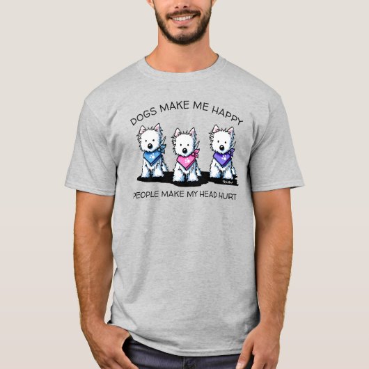 KiniArt Westie Trio Dog Lovers T - Shirt (Vorderseite)