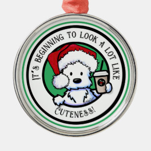 KiniArt Westie Weihnachts-Kaffee-Ornament Ornament Aus Metall