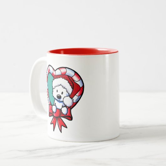 KiniArt Westie Weihnachts-Liebe Zweifarbige Tasse (Vorderseite Links)