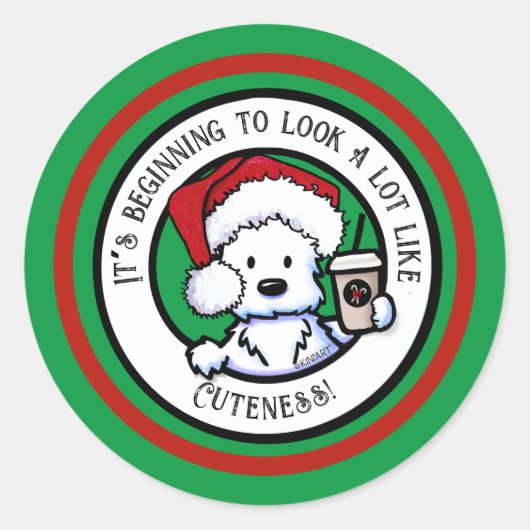 KiniArt Westie Weihnachtskaffee Stickers (Vorderseite)