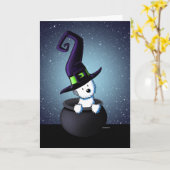 KiniArt Westie Witch Halloween Karte (Gelbe Blume)