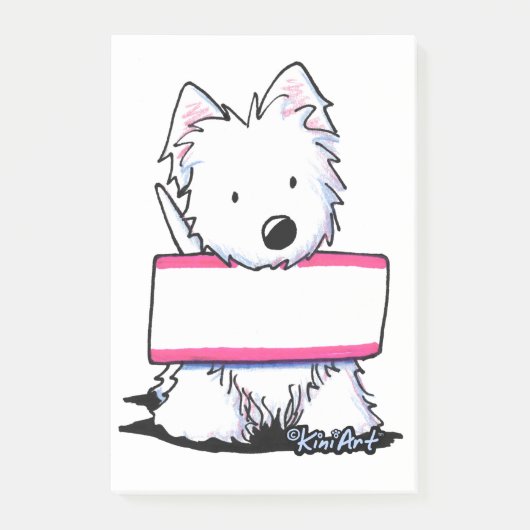 KiniArt Westie Zeichen Post-it Klebezettel (Vorderseite)