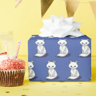 KiniArt White Cat Geschenkpapier